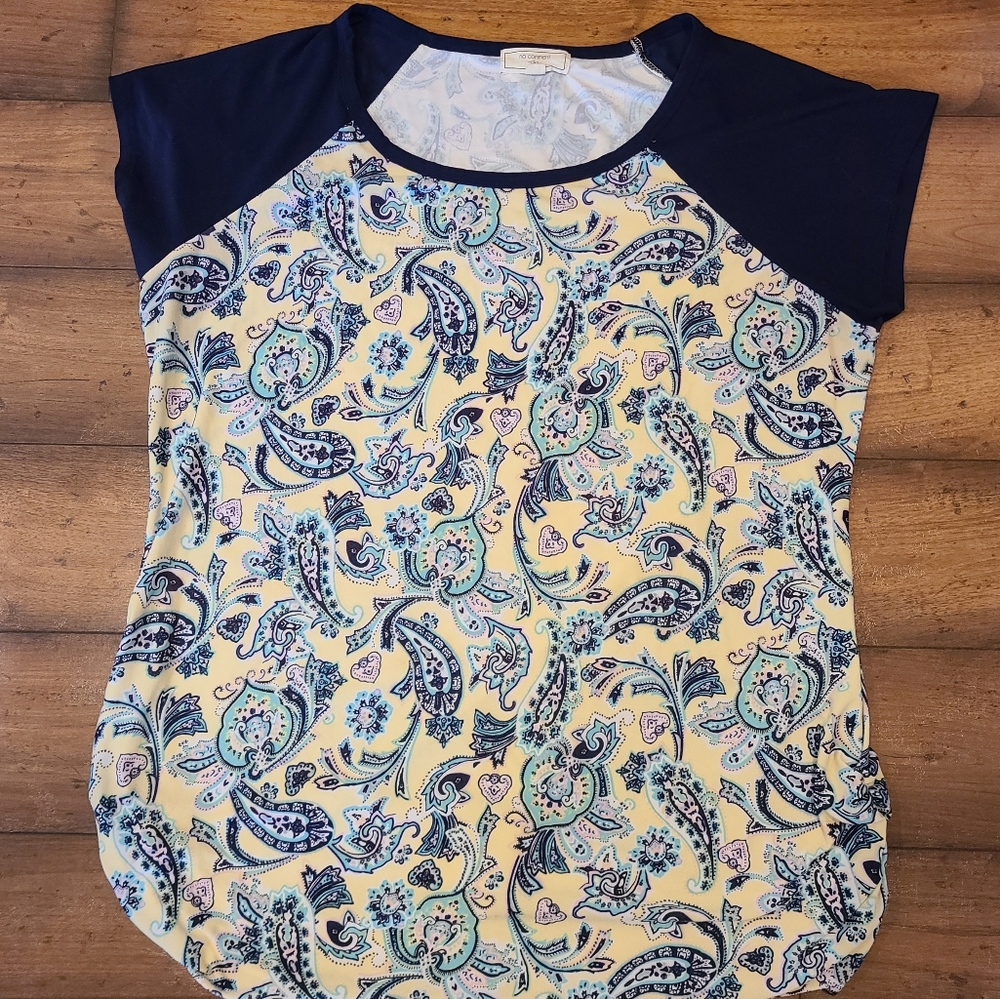 No Comment Knit Paisley Tee with side runching
